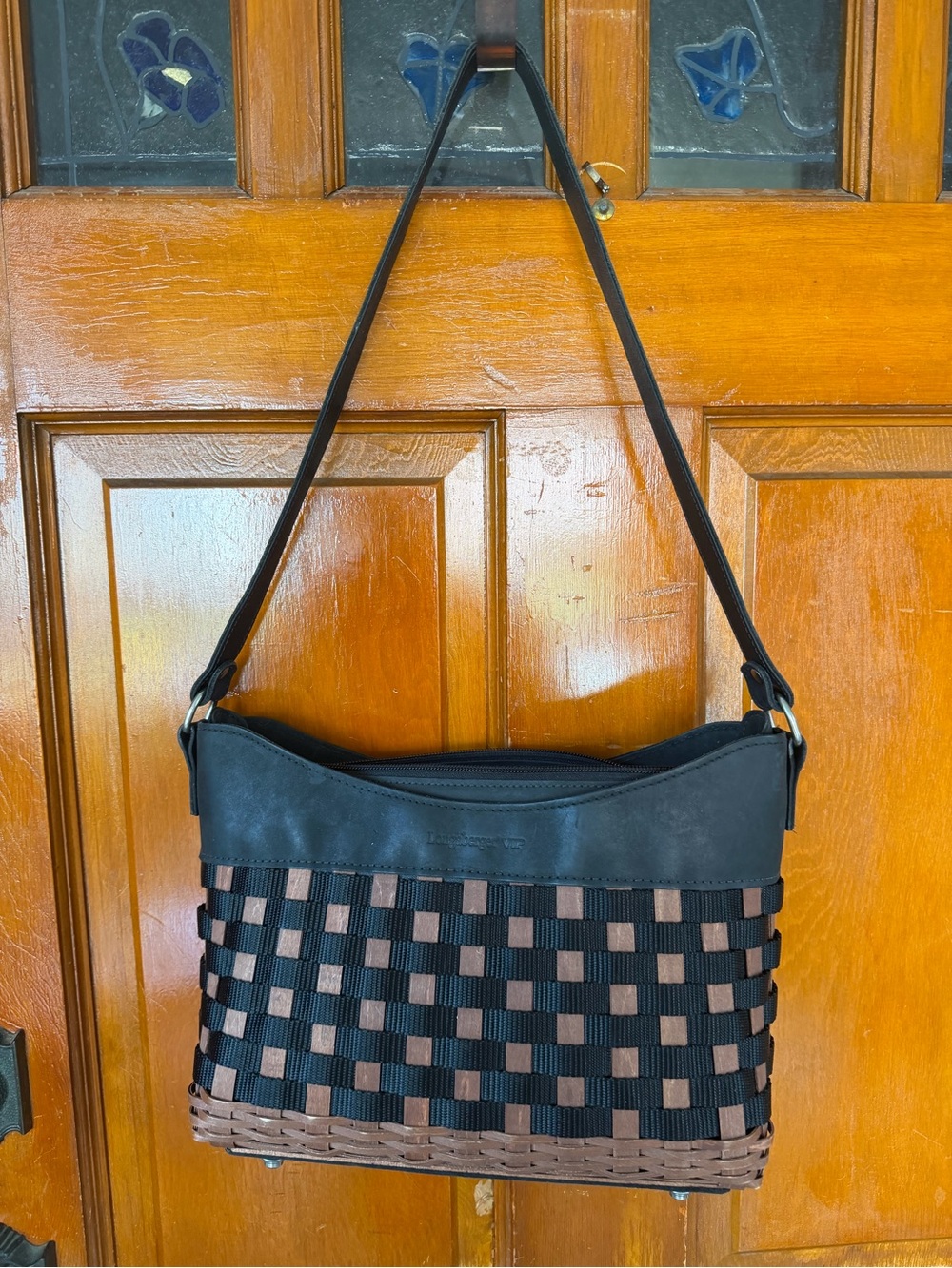 2010 VIP EXCLUSIVE Longaberger Black and Brown Woven Shoulder Bag